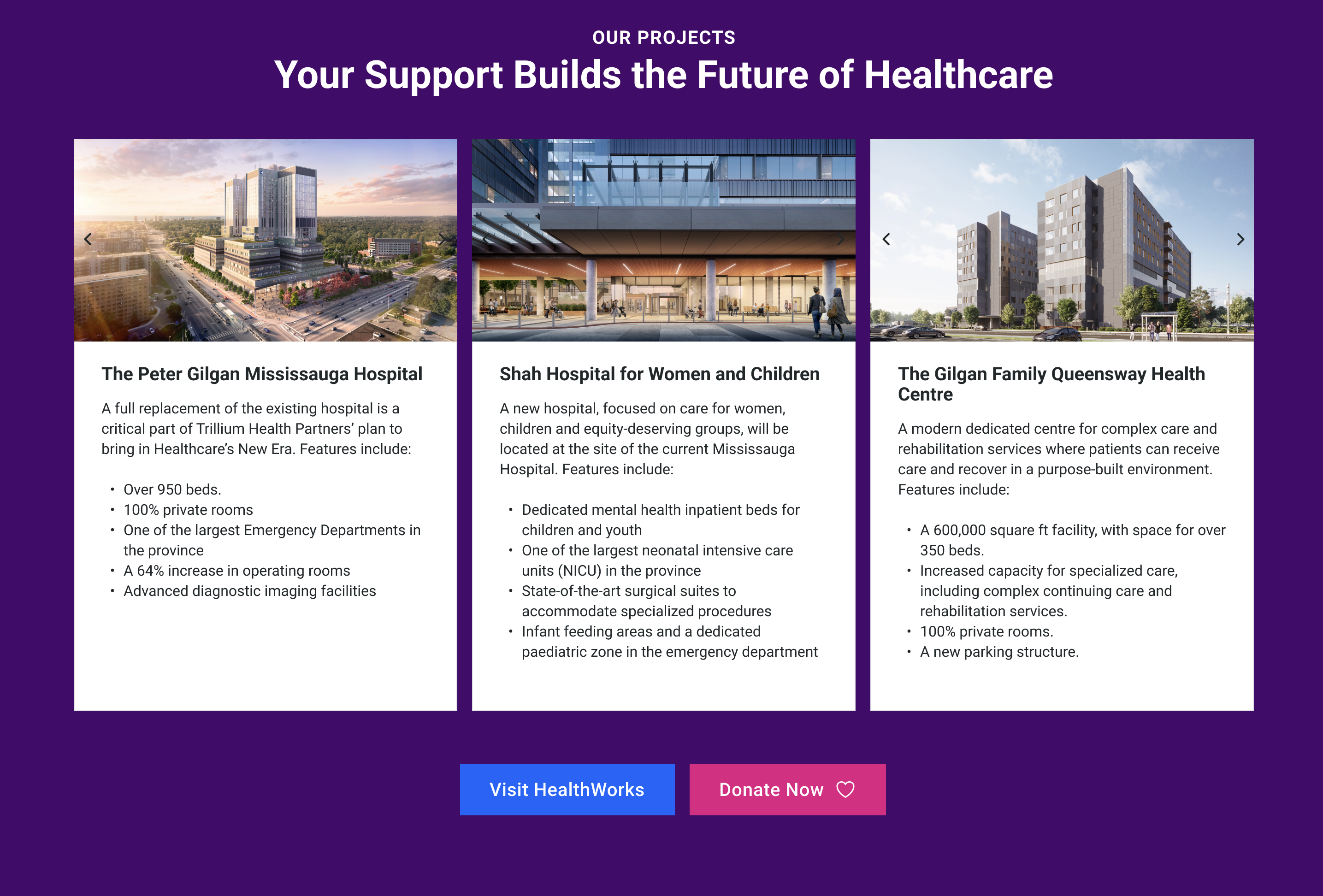 Hospital Project Slider Grid View